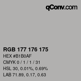 Color code: RGB 177 176 175 | qconv.com