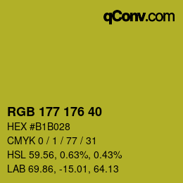 Color code: RGB 177 176 40 | qconv.com