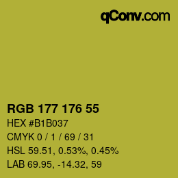 颜色代码: RGB 177 176 55 | qconv.com
