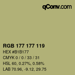 Color code: RGB 177 177 119 | qconv.com