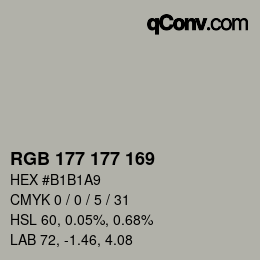 Color code: RGB 177 177 169 | qconv.com