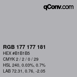 颜色代码: RGB 177 177 181 | qconv.com