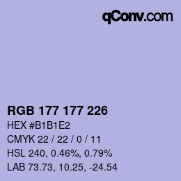 颜色代码: RGB 177 177 226 | qconv.com