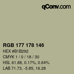 颜色代码: RGB 177 178 146 | qconv.com