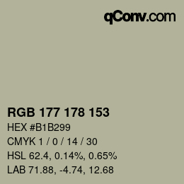 カラーコード: RGB 177 178 153 | qconv.com