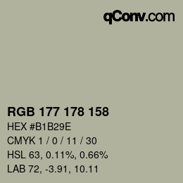 カラーコード: RGB 177 178 158 | qconv.com