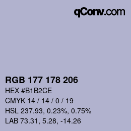 Color code: RGB 177 178 206 | qconv.com