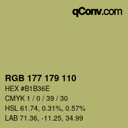 颜色代码: RGB 177 179 110 | qconv.com