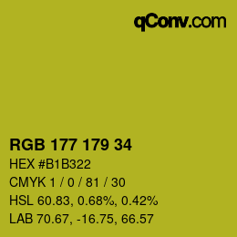 颜色代码: RGB 177 179 34 | qconv.com