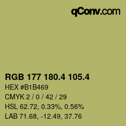 カラーコード: RGB 177 180.4 105.4 | qconv.com