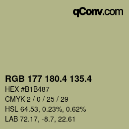 カラーコード: RGB 177 180.4 135.4 | qconv.com