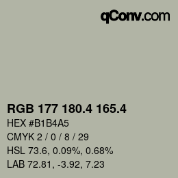 カラーコード: RGB 177 180.4 165.4 | qconv.com