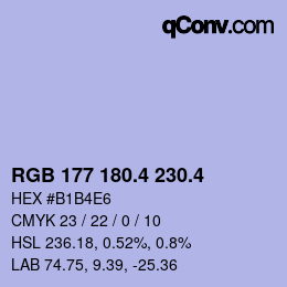カラーコード: RGB 177 180.4 230.4 | qconv.com