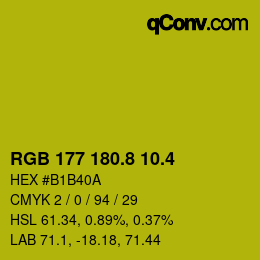 カラーコード: RGB 177 180.8 10.4 | qconv.com