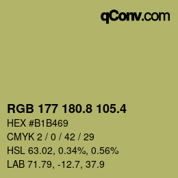 カラーコード: RGB 177 180.8 105.4 | qconv.com
