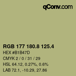 カラーコード: RGB 177 180.8 125.4 | qconv.com