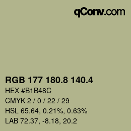 カラーコード: RGB 177 180.8 140.4 | qconv.com
