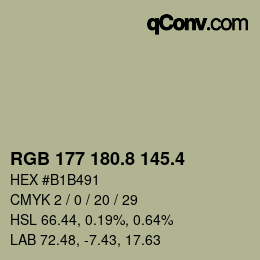 カラーコード: RGB 177 180.8 145.4 | qconv.com