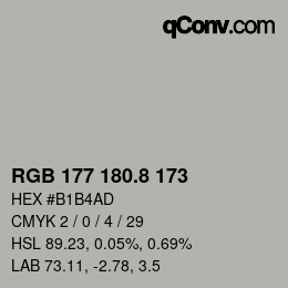 Color code: RGB 177 180.8 173 | qconv.com