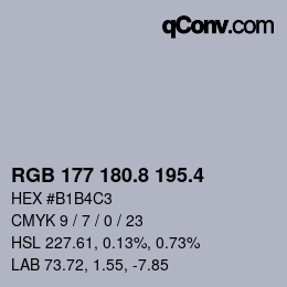 カラーコード: RGB 177 180.8 195.4 | qconv.com