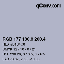カラーコード: RGB 177 180.8 200.4 | qconv.com