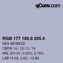 カラーコード: RGB 177 180.8 205.4 | qconv.com