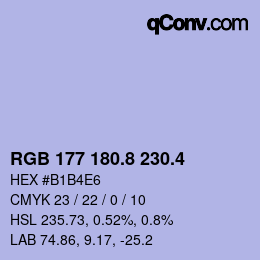 カラーコード: RGB 177 180.8 230.4 | qconv.com