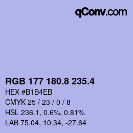カラーコード: RGB 177 180.8 235.4 | qconv.com