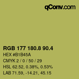 カラーコード: RGB 177 180.8 90.4 | qconv.com
