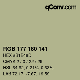 Farbcode: RGB 177 180 141 | qconv.com