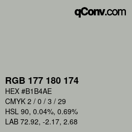 Color code: RGB 177 180 174 | qconv.com