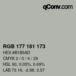 颜色代码: RGB 177 181 173 | qconv.com
