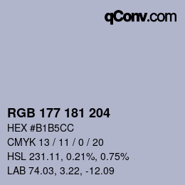 カラーコード: RGB 177 181 204 | qconv.com