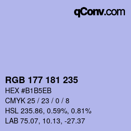 Color code: RGB 177 181 235 | qconv.com