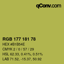 Color code: RGB 177 181 78 | qconv.com