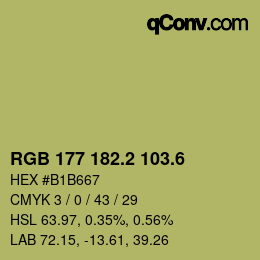 カラーコード: RGB 177 182.2 103.6 | qconv.com