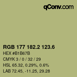 カラーコード: RGB 177 182.2 123.6 | qconv.com