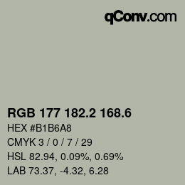 カラーコード: RGB 177 182.2 168.6 | qconv.com