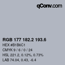 カラーコード: RGB 177 182.2 193.6 | qconv.com