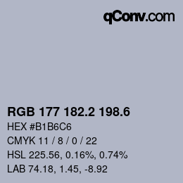 カラーコード: RGB 177 182.2 198.6 | qconv.com