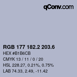 カラーコード: RGB 177 182.2 203.6 | qconv.com