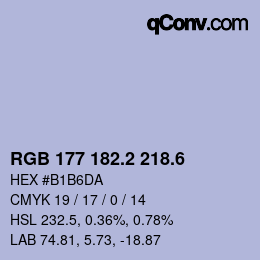 カラーコード: RGB 177 182.2 218.6 | qconv.com