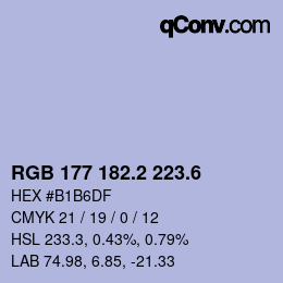 カラーコード: RGB 177 182.2 223.6 | qconv.com