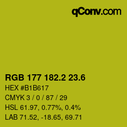 カラーコード: RGB 177 182.2 23.6 | qconv.com