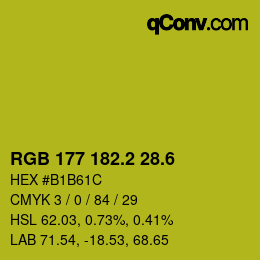 カラーコード: RGB 177 182.2 28.6 | qconv.com