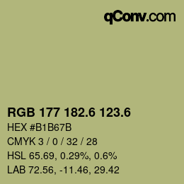 カラーコード: RGB 177 182.6 123.6 | qconv.com