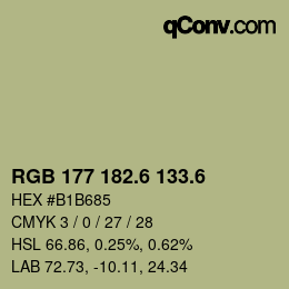 カラーコード: RGB 177 182.6 133.6 | qconv.com