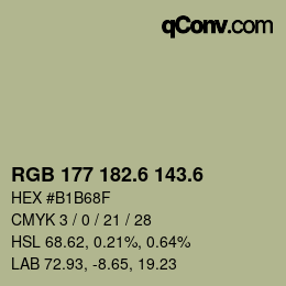 カラーコード: RGB 177 182.6 143.6 | qconv.com
