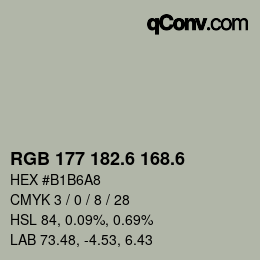 カラーコード: RGB 177 182.6 168.6 | qconv.com