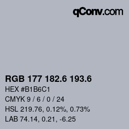 カラーコード: RGB 177 182.6 193.6 | qconv.com